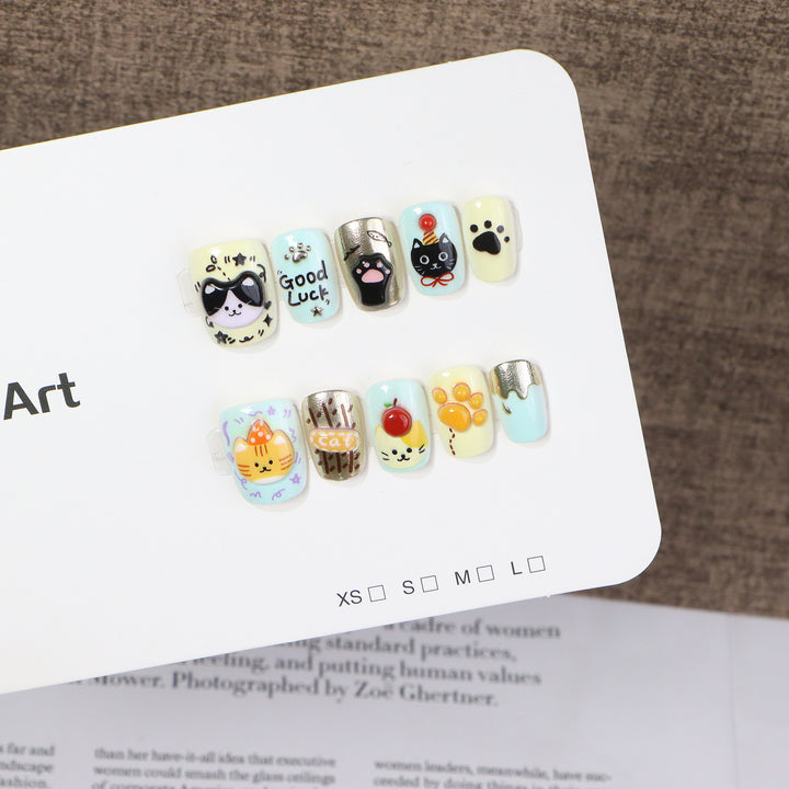 Whimsical Thematic Press-On Nail Art Set Bowlift
