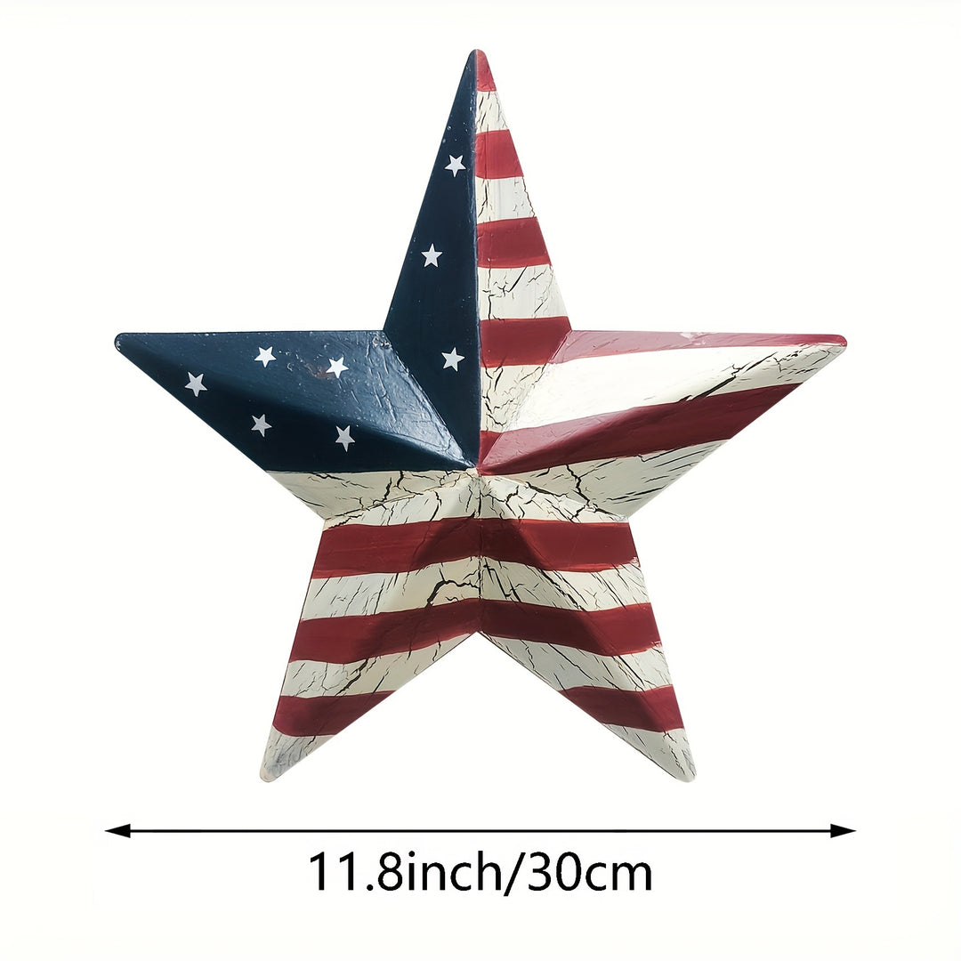 Unisex three-dimensional metal wall star with crackle finish and hanging loop Bowlift