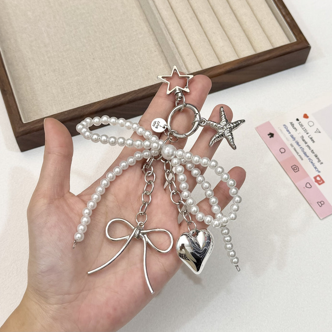 Pearl and Bow Charm Keychain Bowlift