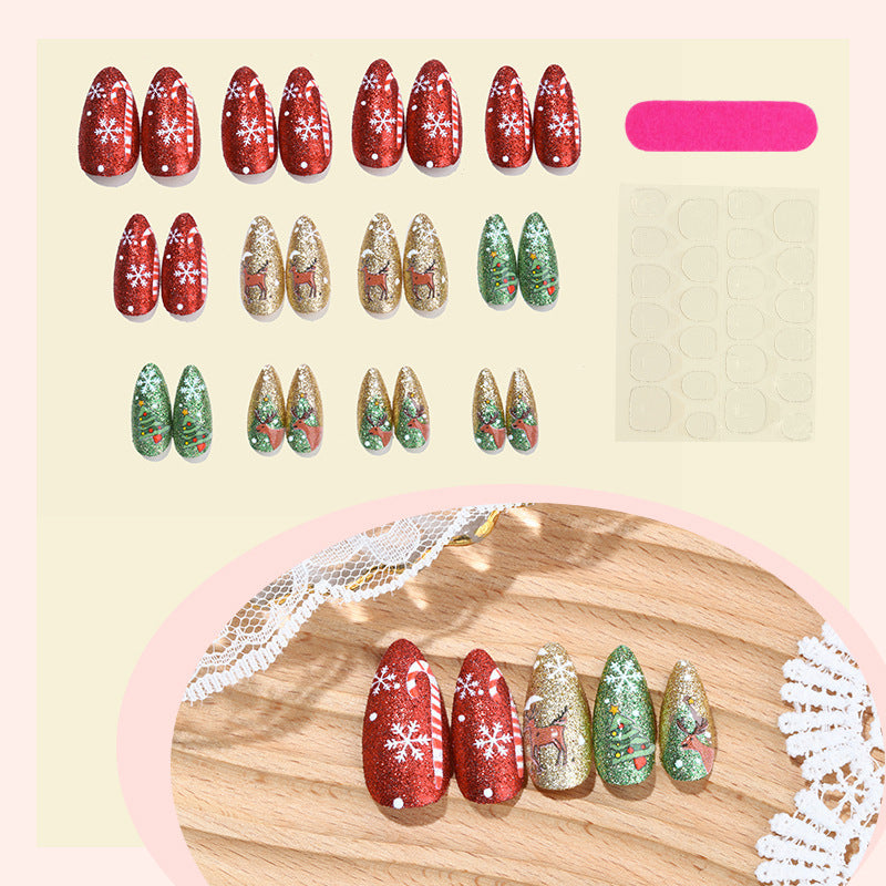 Festive Artificial Nail Set with Winter Motifs Bowlift