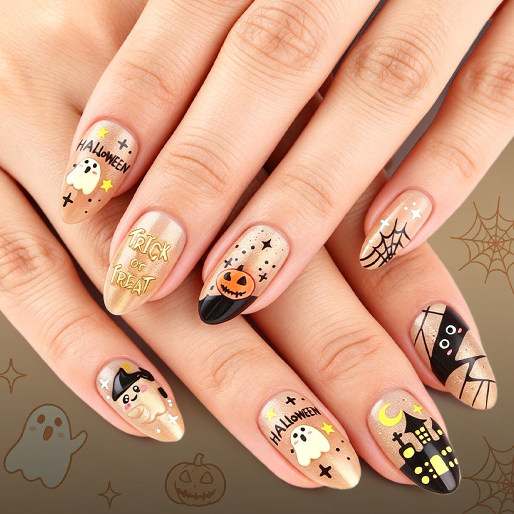 Halloween-Themed Press-On Nail Art Set Bowlift 1787543133
