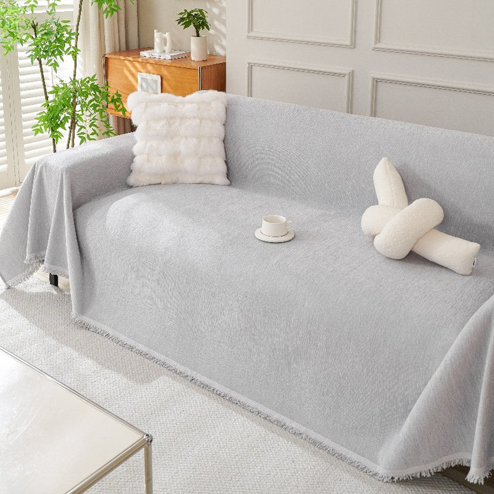Chenille Fringed Sofa Throw Slipcover Blanket Bowlift