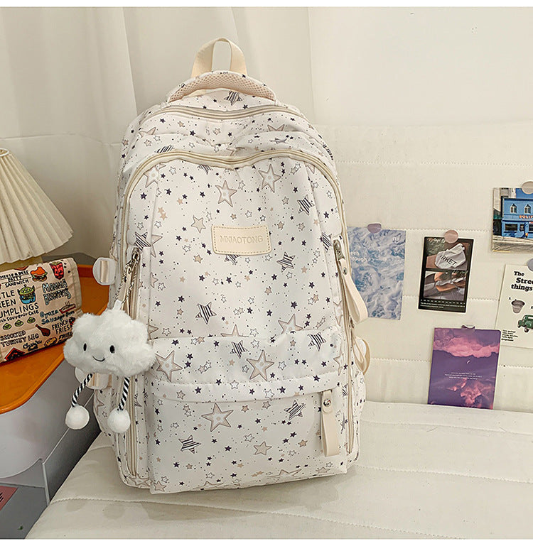 Star-Patterned Comfort School Backpack Bowlift