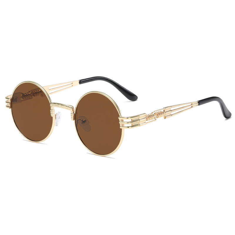 Women's Retro-Inspired Round Sunglasses with Unique Metal Frame Bowlift