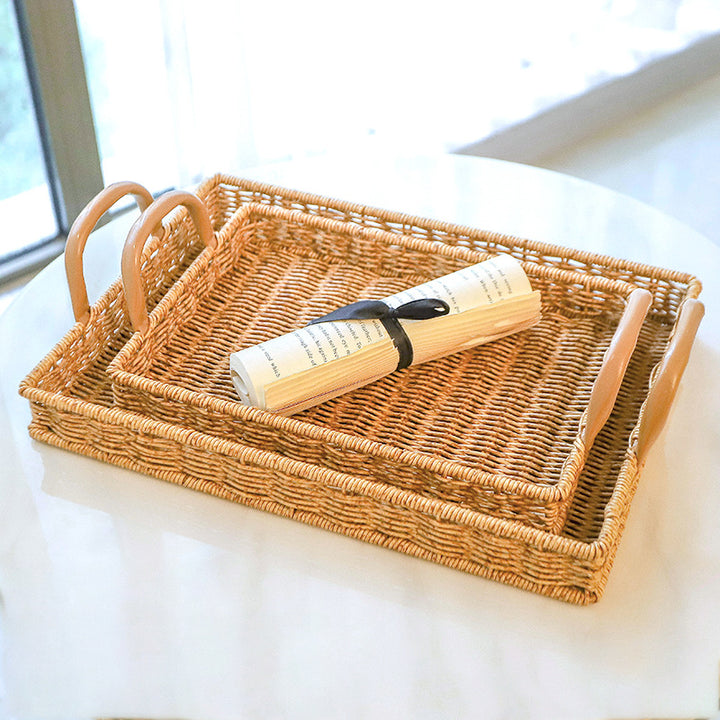 Women's Rectangular Basket with Integrated Handles Bowlift