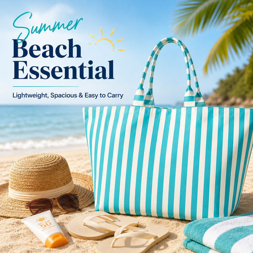 Beach bag with width, water-repellent stripes Bowlift