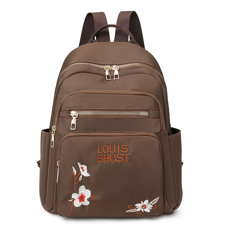Embroidered Multi-Pocket Backpack