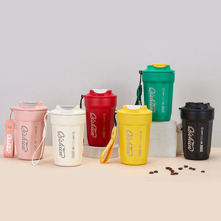Ladies practical insulated drinking cup with carry strap Bowlift