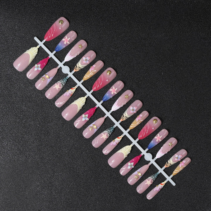 Artistic Shell-Inspired Press-On Nail Set Bowlift