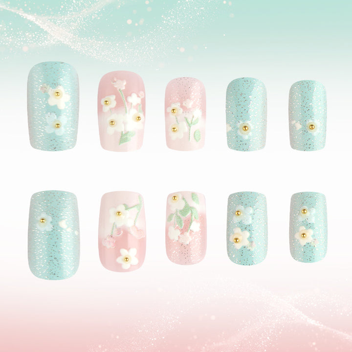 Floral Garden Press-On Nail Art Bowlift
