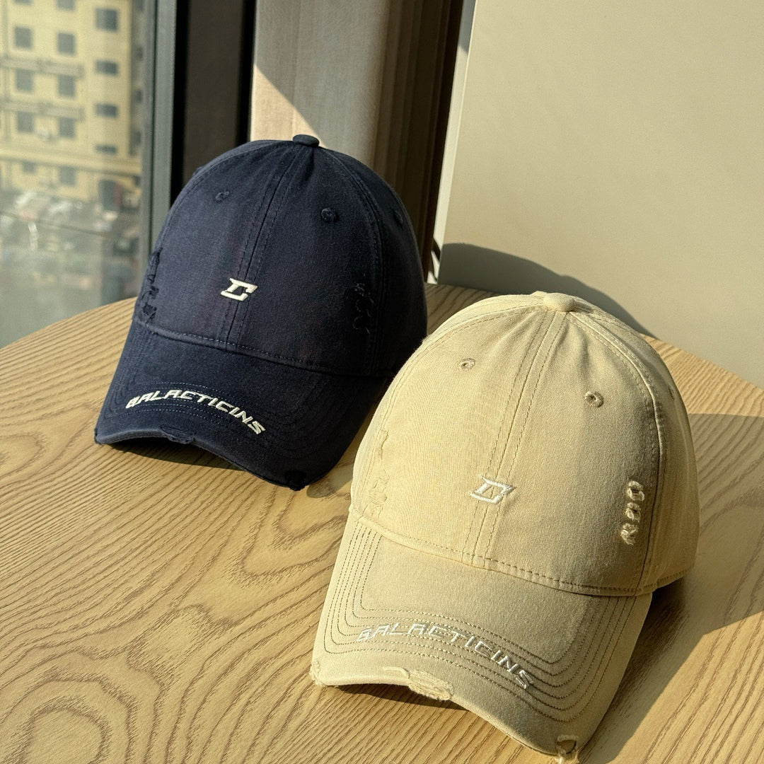 Men's Distressed Denim Baseball Cap Bowlift