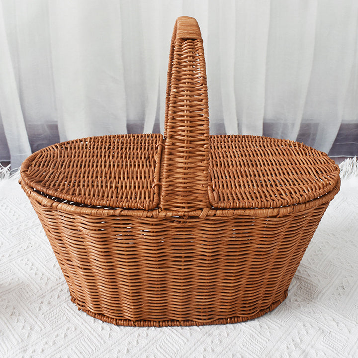 Handcrafted Woven Picnic Storage Basket Bowlift