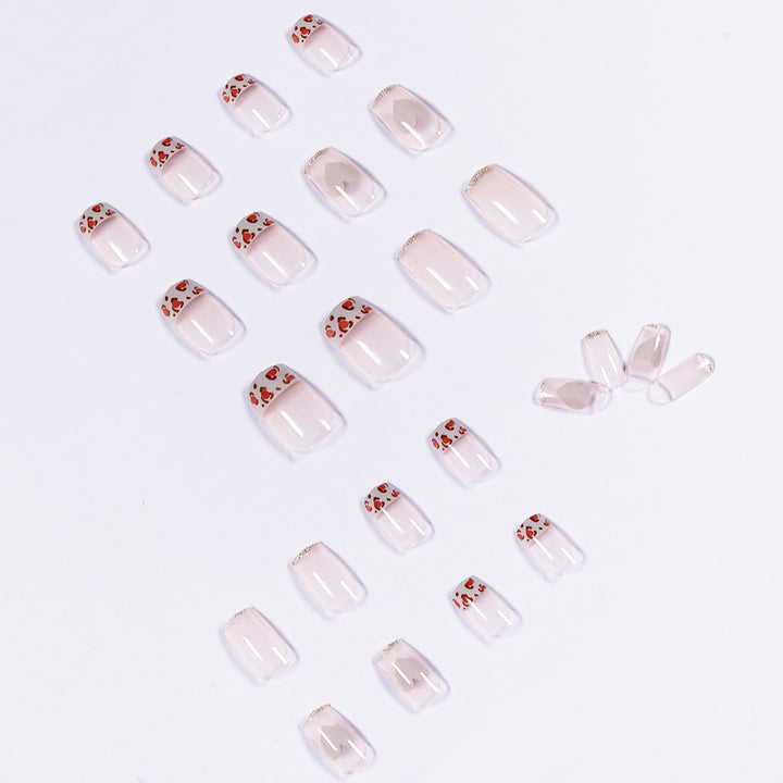 Artful Nail Extensions with Heart and Leopard Accents Bowlift