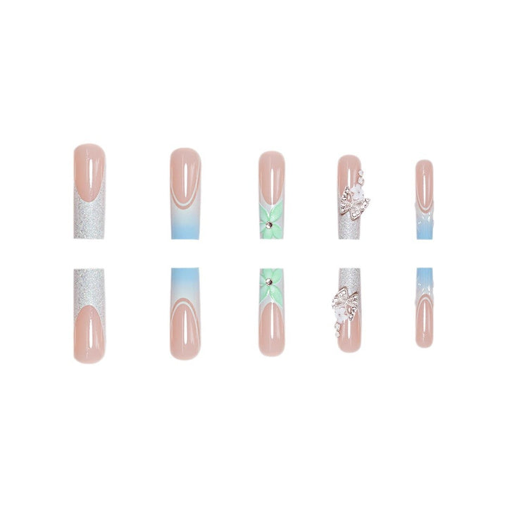Elegant Floral Acrylic Nail Extensions Bowlift