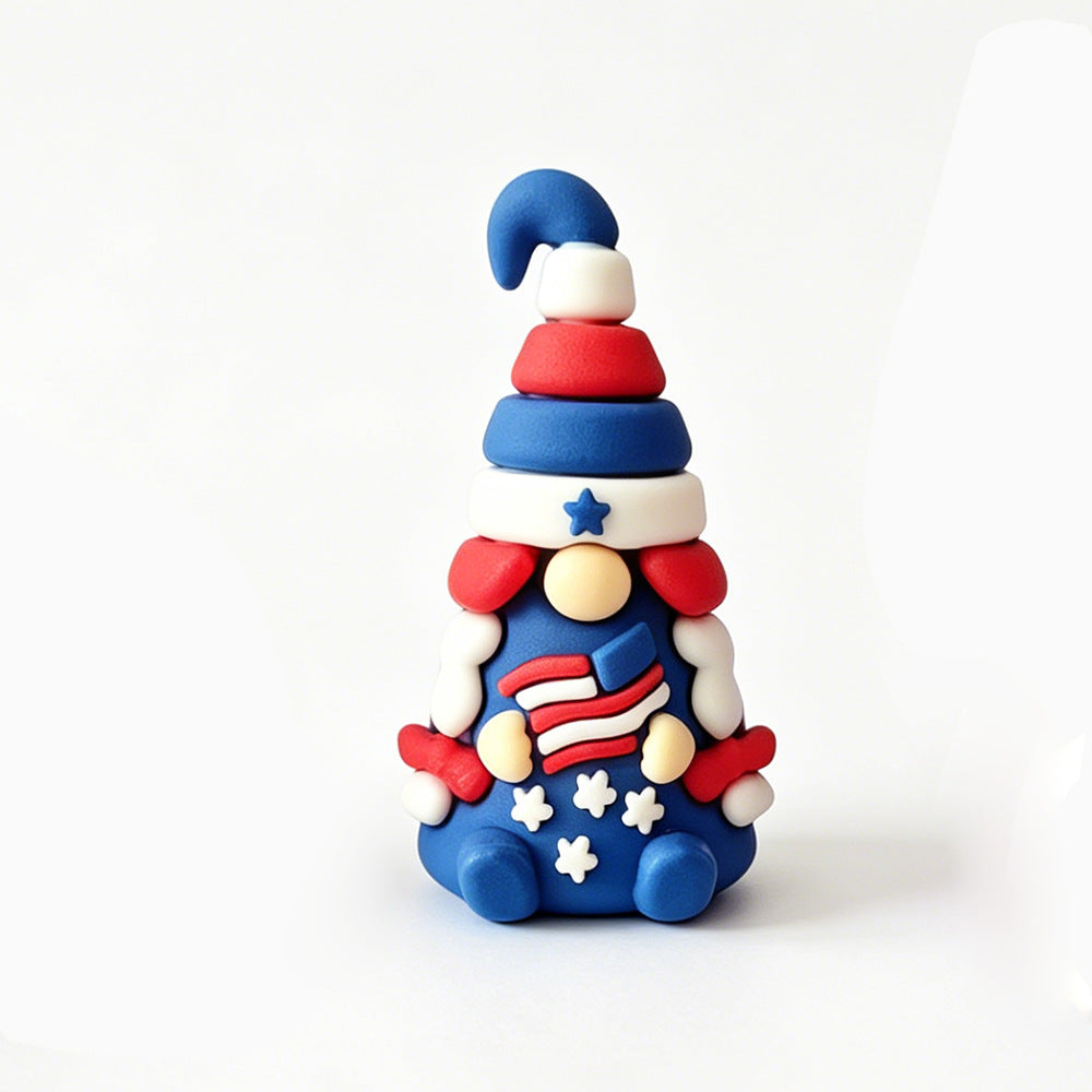 Unisex nan handcrafted decorative gnome set made of air-drying modeling clay with star and heart appliqué Bowlift