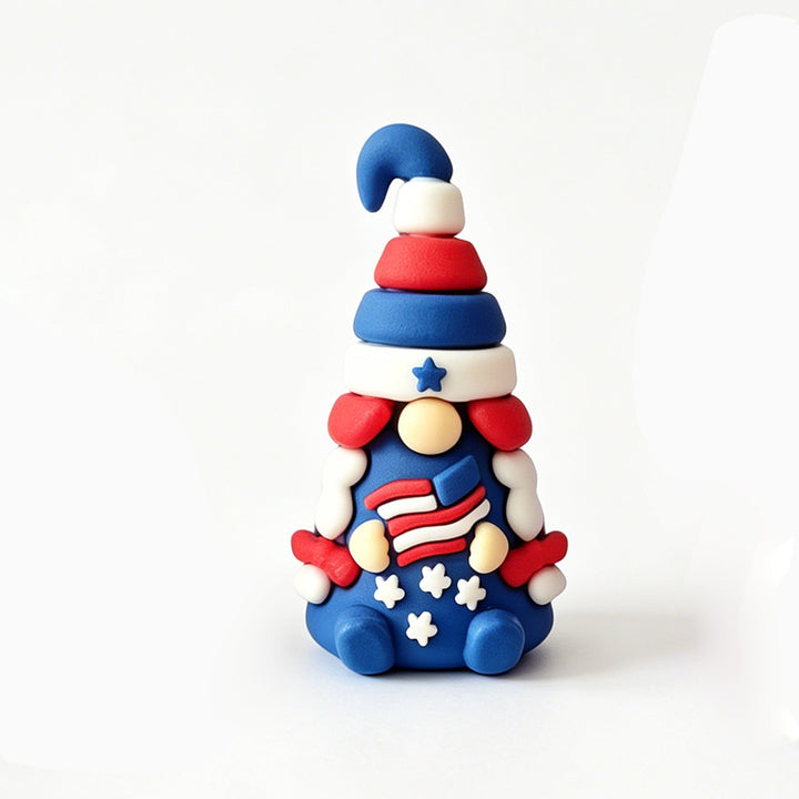 Unisex nan handcrafted decorative gnome set made of air-drying modeling clay with star and heart appliqué Bowlift