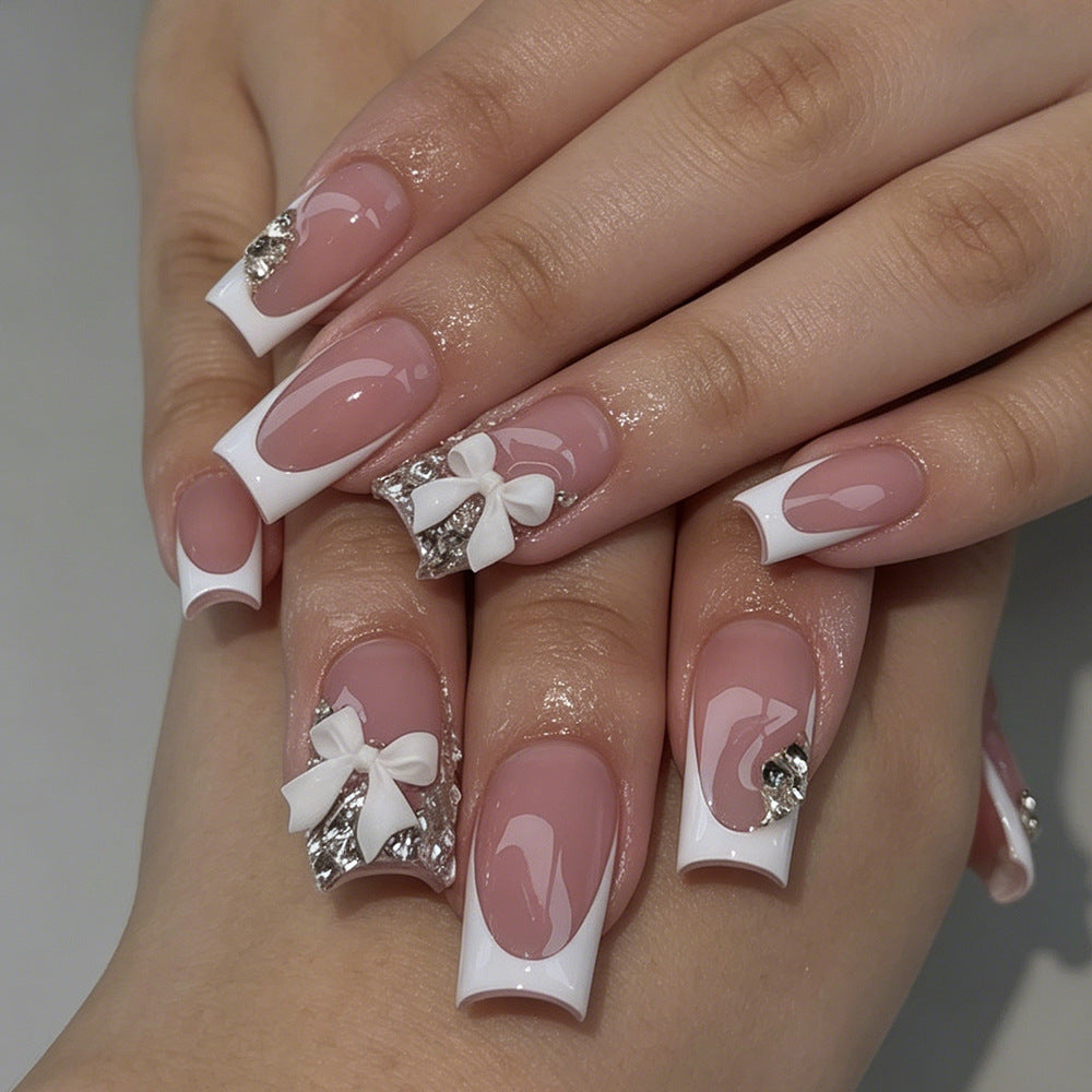 Elegant French Tip Nail Art Extensions Bowlift