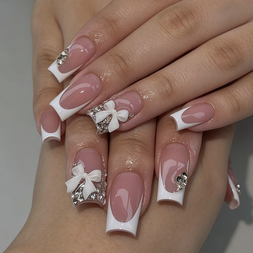 Elegant French Tip Nail Art Extensions Bowlift