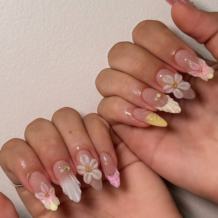 Floral Design Acrylic Press-On Nails Bowlift