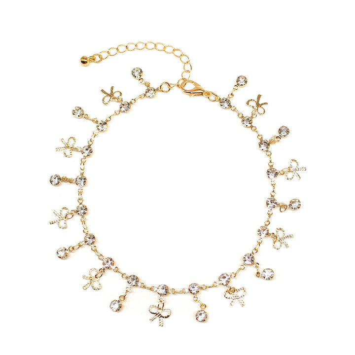 Delicate Crystal Charm Ankle Bracelet Bowlift