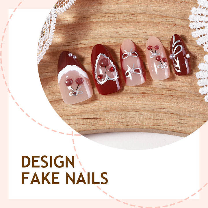 Festive Decorative Press-On Nail Set Bowlift