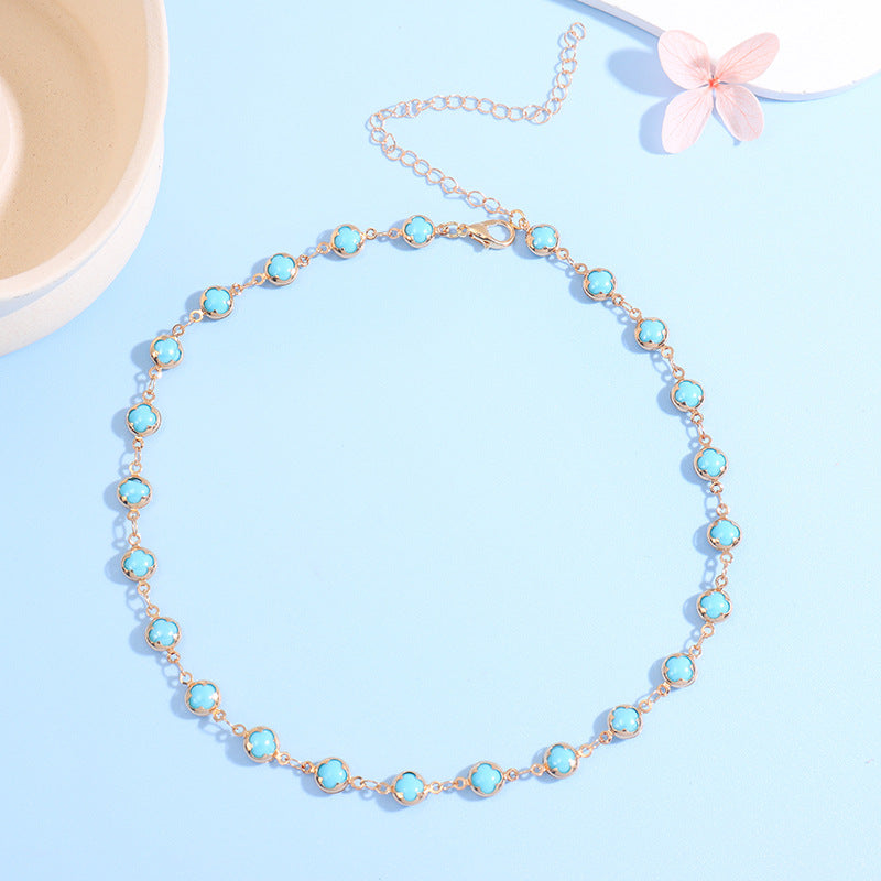 Floral Charm Choker Necklace Bowlift 1788164322