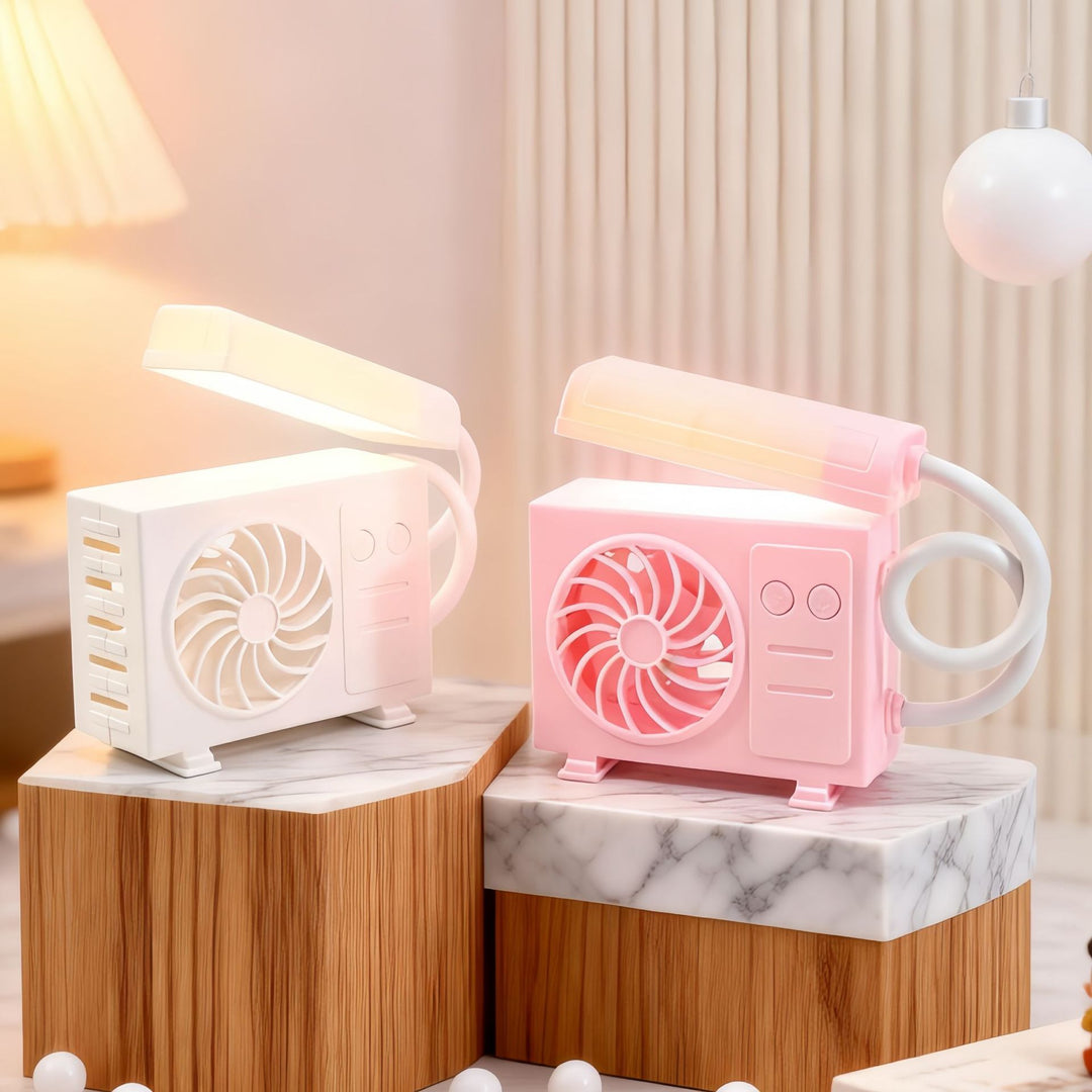 Women's table lamp with integrated USB fan Bowlift