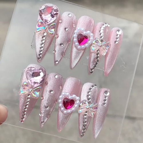 Decorative Stiletto Press-On Nails Bowlift