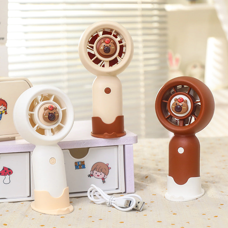Women's Portable Mini Fan with Cute Bear Design Bowlift
