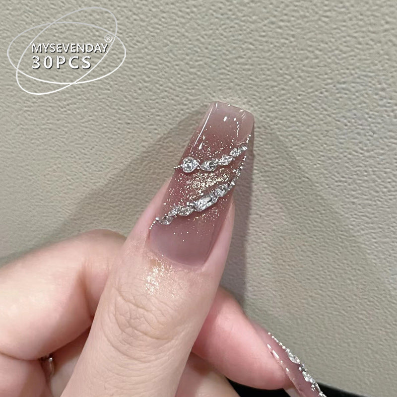 Glamorous Rhinestone-Embellished Pointed Press-On Nails Bowlift