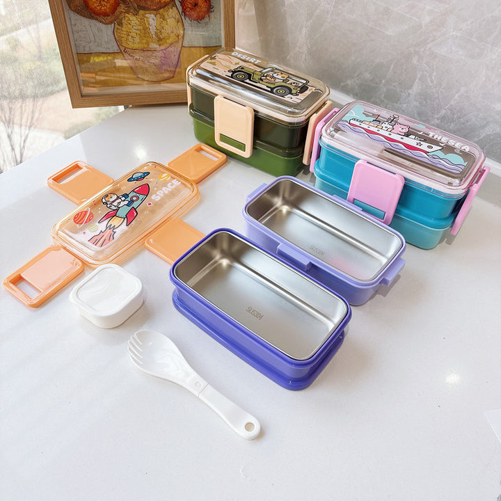 Space-Themed Multi-Compartment Bento Lunch Box