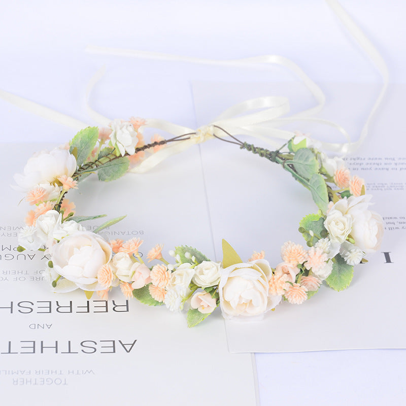 Handmade Romantic Artificial Flower Crown Headband for Bridal and Festival Bowlift
