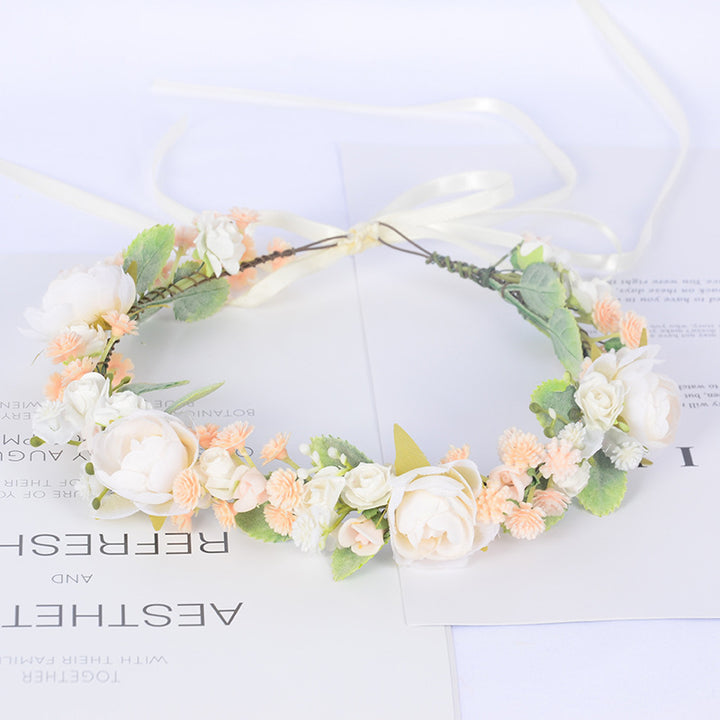 Handmade Romantic Artificial Flower Crown Headband for Bridal and Festival Bowlift