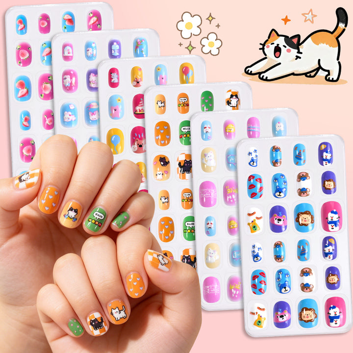 Creative Cartoon-Themed Press-On Nail Collection Bowlift