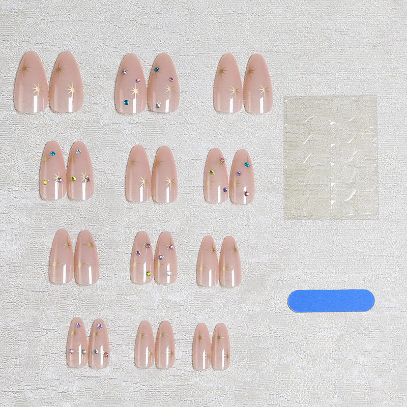 Trendy Artificial Nails with Star Motif Bowlift