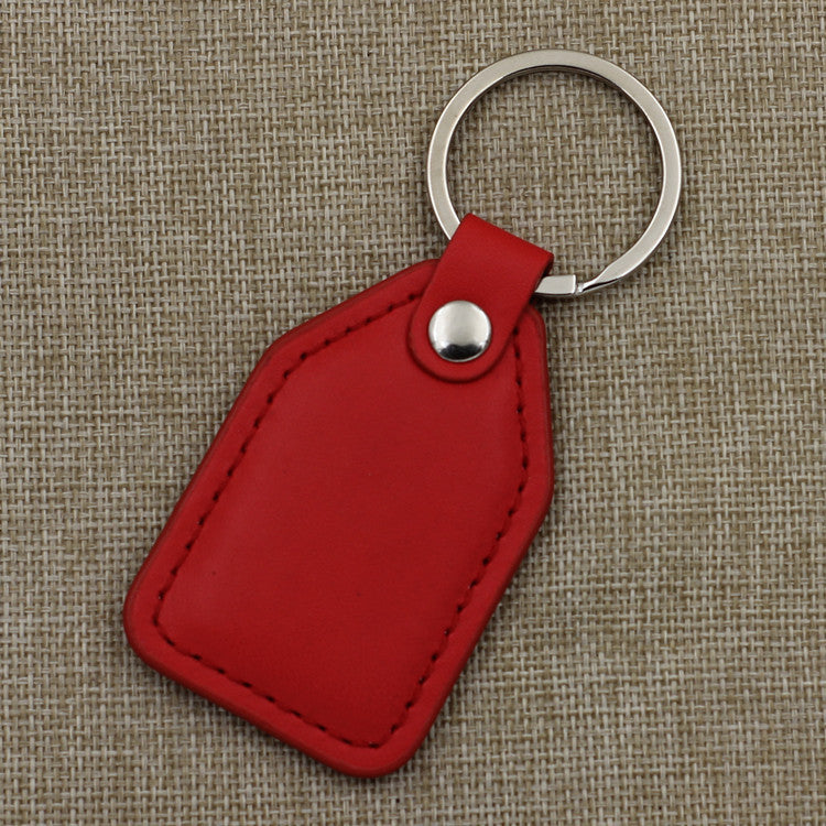 Genuine leather stitched keychain tag with stainless steel ring Bowlift