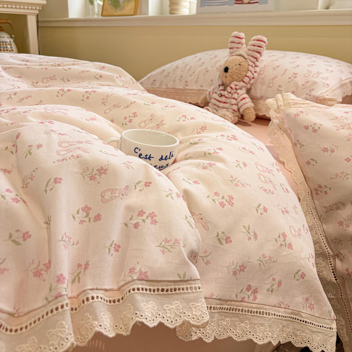 Floral Print Cotton Bedspread