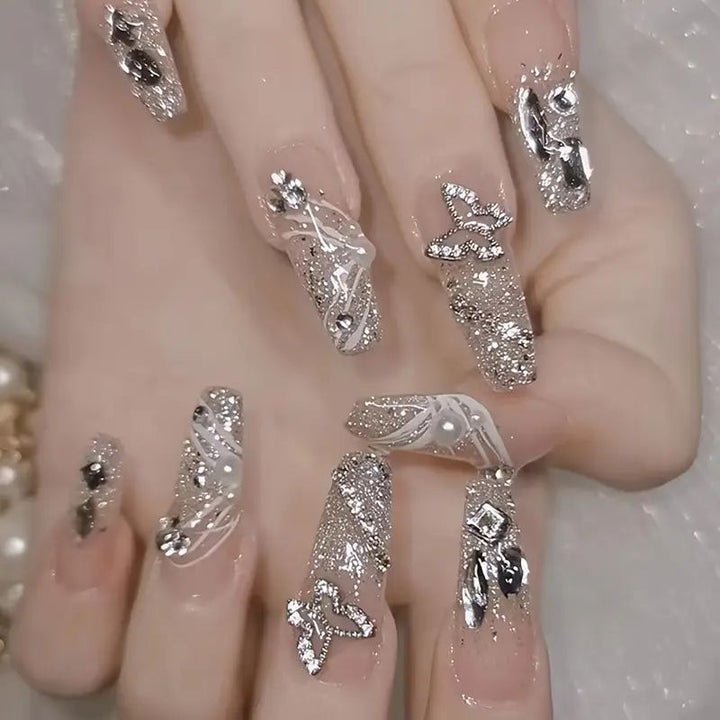 Glamorous 3D Rhinestone Nail Art Extensions Bowlift