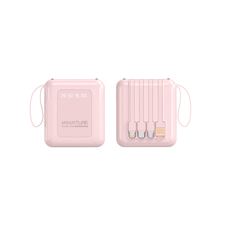 Compact multi-port portable power bank with built-in cables Bowlift