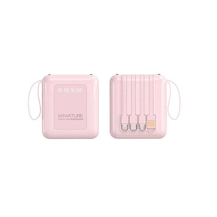 Compact multi-port portable power bank with built-in cables Bowlift