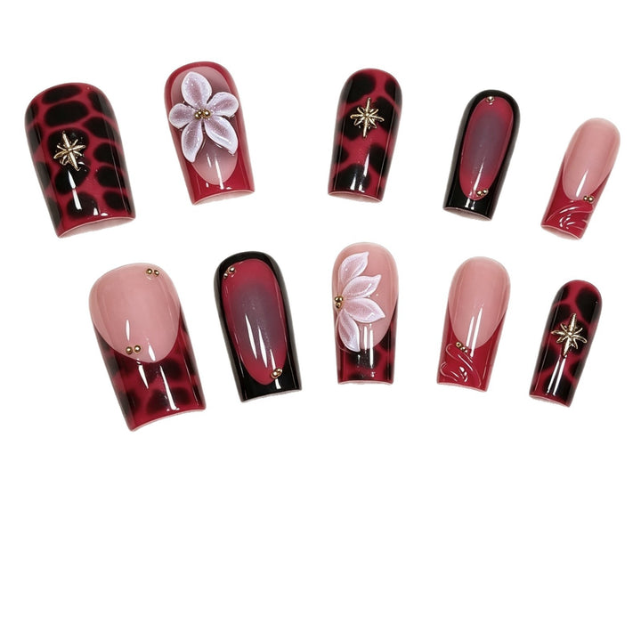Artistic Floral Press-On Nail Set Bowlift