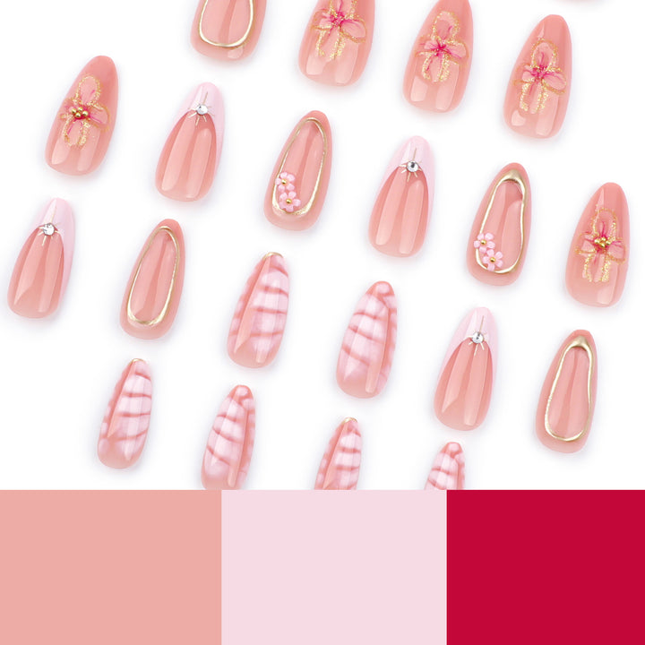 Artful nail design with glitter and floral accents Bowlift