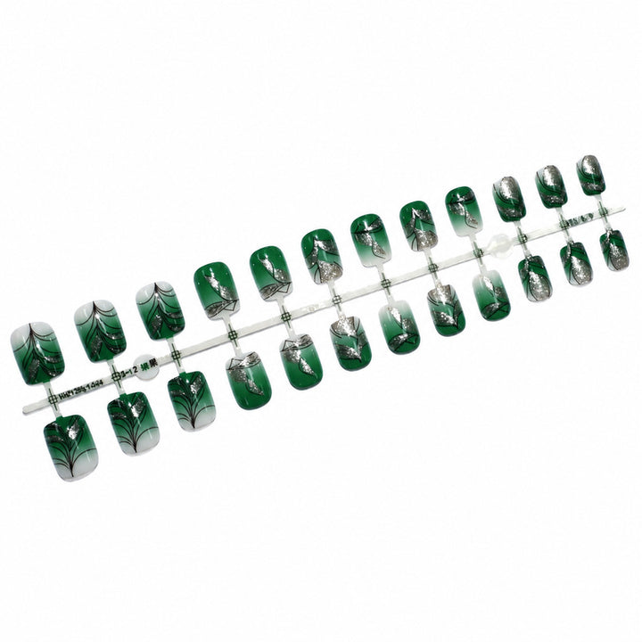 Premium Artificial Nails with Plant Motif Bowlift