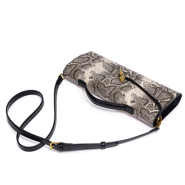 Embossed Snake Print Evening Clutch Bowlift