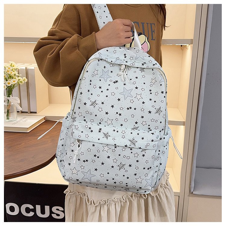 Backpack with Sparkling Star Motif and Charming Pendant Bowlift