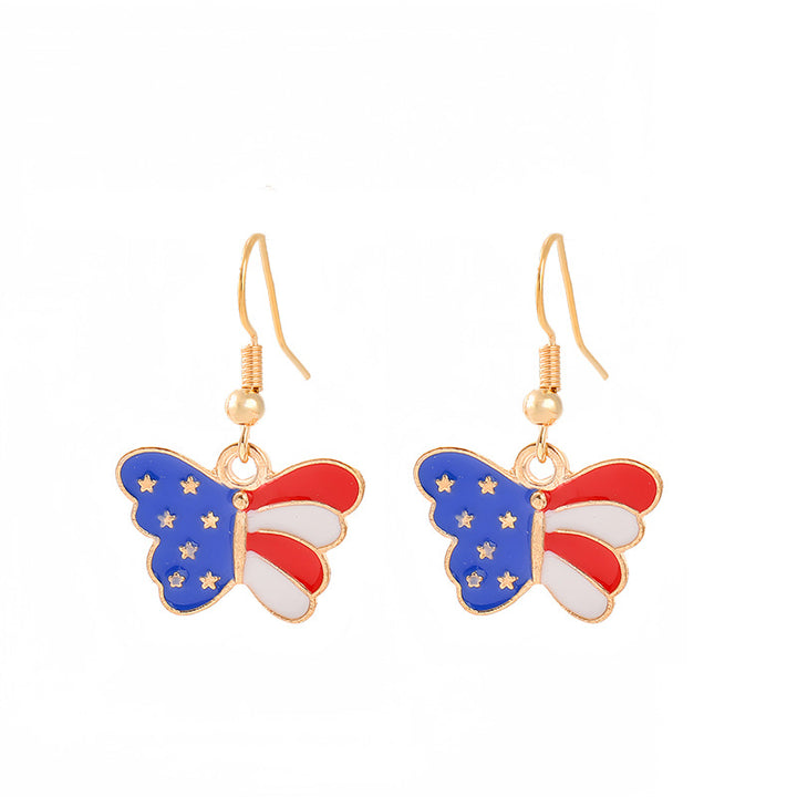 Ladies enamel earrings horseshoe with star stripe motif Bowlift