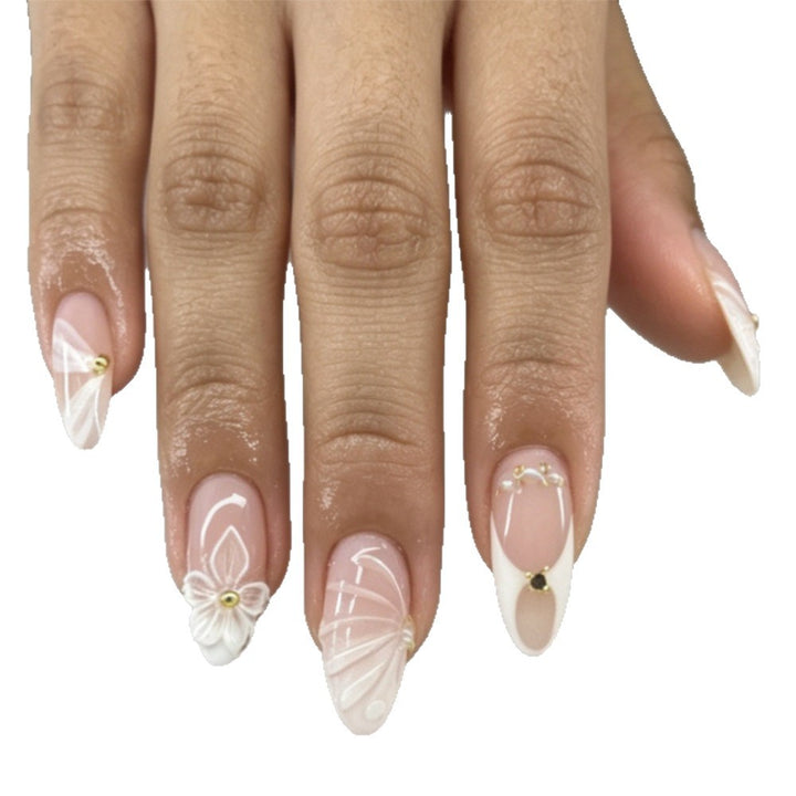 Detailed Floral Press-On Nail Design Bowlift