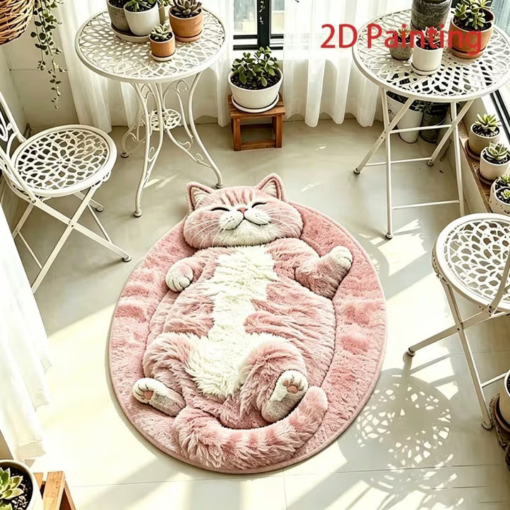 Cute Cat-Shaped Plush Rug