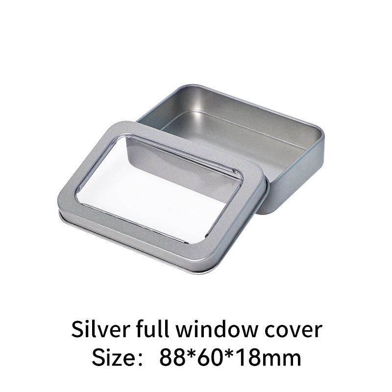 Rectangular metal storage tin with clear display window lid Bowlift