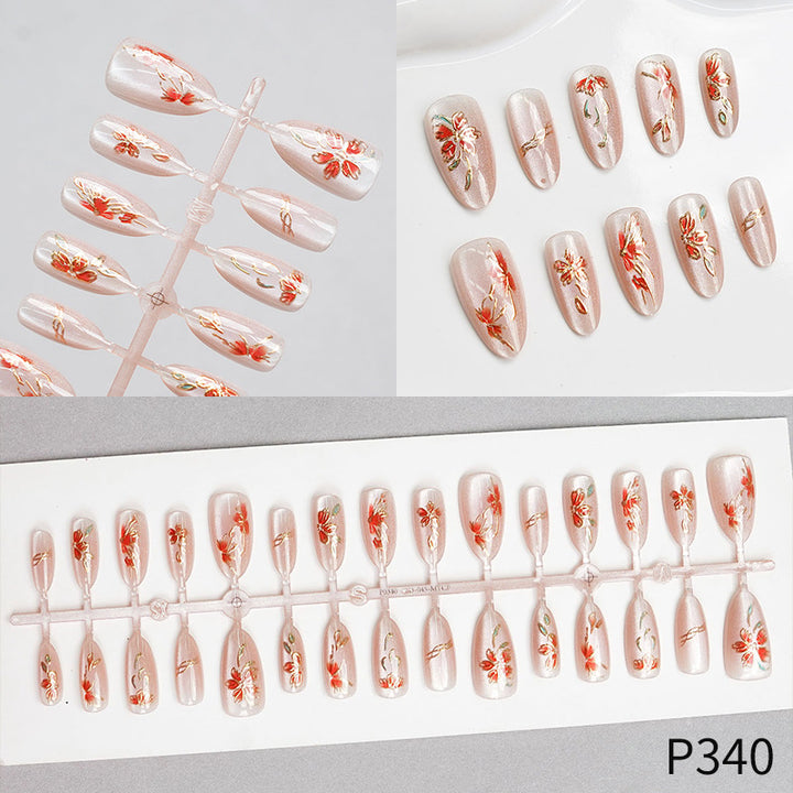 Floral Design Press-On Nail Set Bowlift
